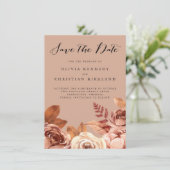 Boho Terracotta Earth Tone Botanical Save the Date Aankondiging (Staand voorkant)
