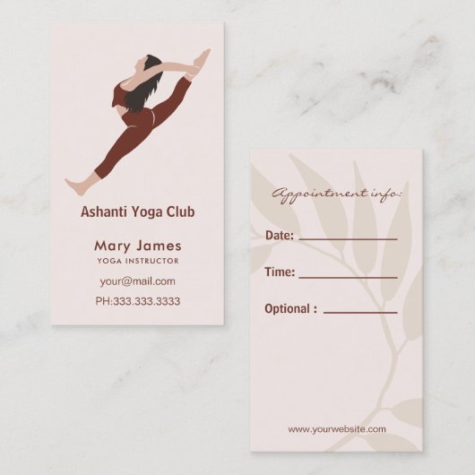Boho Terracotta Earthy Yoga Instructor Afsprakenkaartje (Voorkant / Achterkant)