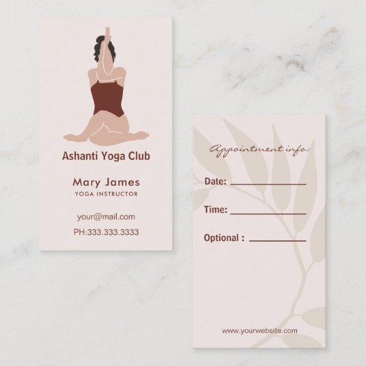 Boho Terracotta Earthy Yoga Instructor Afsprakenkaartje (Voorkant / Achterkant)