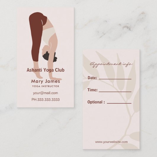 Boho Terracotta Earthy Yoga Instructor Afsprakenkaartje (Voorkant / Achterkant)