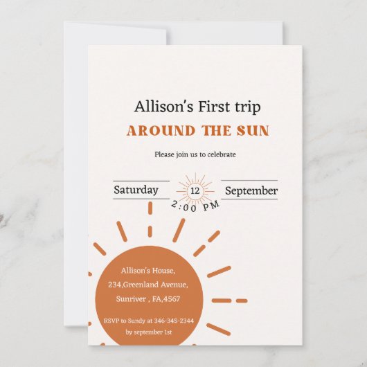 Boho terracotta eerste reis rond de zon  kaart (Voorkant)