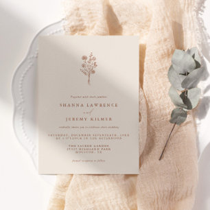 Boho Terracotta Elegant Minimal Wedding   Kaart