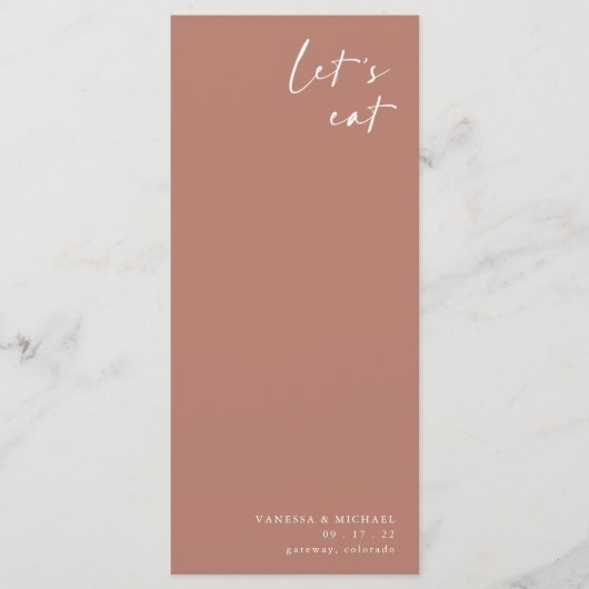 Boho Terracotta Elegant Minimalist Wedding Menu (Voorkant)