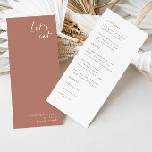 Boho Terracotta Elegant Minimalist Wedding Menu