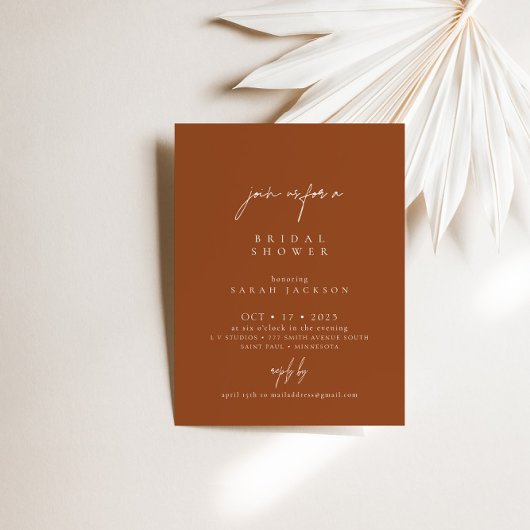 Boho Terracotta Elegant Vrijgezellenfeest Kaart