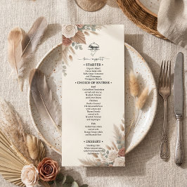 Boho Terracotta Elegante Rozen Bruiloft Menu