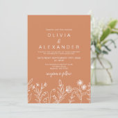 Boho terracotta elegante wilde bloemen bruiloft kaart (Staand voorkant)