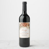 Boho Terracotta en bordeaux bloemen pampas gras Wijn Etiket (Voorkant)