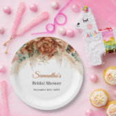 Boho terracotta en bordeaux bloemenpampa's papieren bordje (Feest)