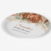 Boho terracotta en bordeaux bloemenpampa's papieren bordje (Gekanteld)