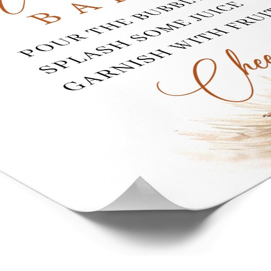 Boho terracotta en Bourgogne florale mimosa bar Poster (Hoek)