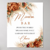 Boho terracotta en Bourgogne florale mimosa bar Poster (Voorkant)