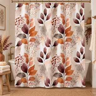 Boho Terracotta en Burgundy Bladeren Douchegordijn