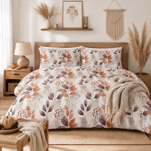 Boho Terracotta en Burgundy Bladeren  Kussensloop