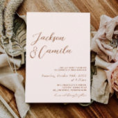 Boho Terracotta en Cream Foto Bruiloft Kaart