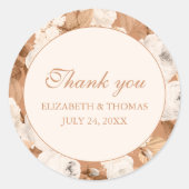 Boho Terracotta en Crème pioenen Dank u Ronde Sticker (Voorkant)