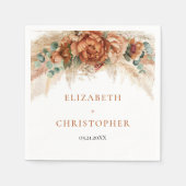 Boho terracotta en de bruine pampas bruiloft servet (Voorkant)