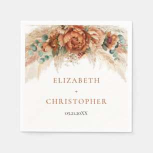 Boho terracotta en de bruine pampas bruiloft servet