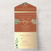 Boho Terracotta en Greenergy Wedding all in one in Uitnodiging (Binnen)