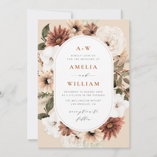 boho terracotta en greenery call kaart (Voorkant)