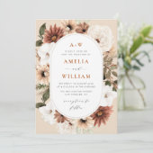 boho terracotta en greenery call kaart (Staand voorkant)