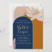 Boho Terracotta en Navy Arch Wedding Shower Kaart (Voorkant)