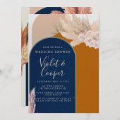 Boho Terracotta en Navy Arch Wedding Shower Kaart (Voorkant / Achterkant)