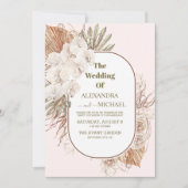 boho terracotta en pamdoorgras bruiloft kaart (Voorkant)