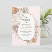 boho terracotta en pamdoorgras bruiloft kaart (Staand voorkant)