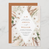 boho terracotta en pamdoorgras bruiloft kaart (Voorkant / Achterkant)