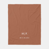 Boho Terracotta en White | Modern monogram Fleece Deken (Voorkant)