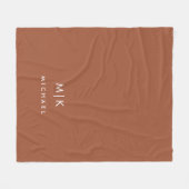 Boho Terracotta en White | Modern monogram Fleece Deken (Voorkant (Horizontaal))