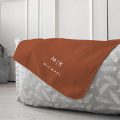 Boho Terracotta en White | Modern monogram Fleece Deken