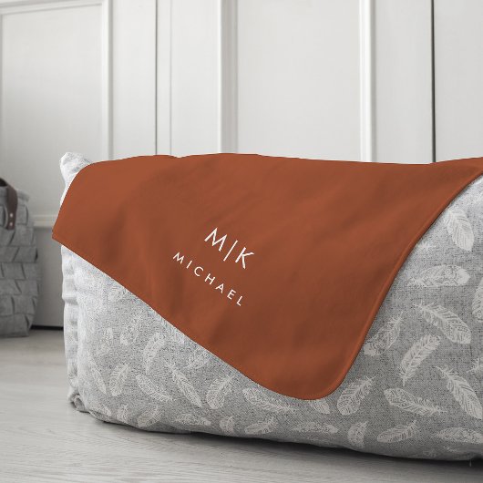 Boho Terracotta en White | Modern monogram Fleece Deken