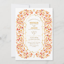 Boho Terracotta Fall verlaat rustieke bruiloft Kaart
