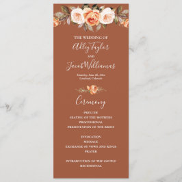 Boho Terracotta Fall Wedding Programmakaart