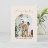 Boho Terracotta Familie Foto Kerst Kaart (Staand voorkant)