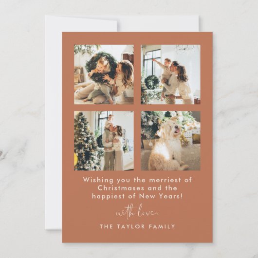 Boho Terracotta Familie Foto Kerst Kaart (Achterkant)