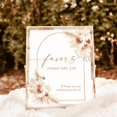 Boho Terracotta Favorbord | Pampas Gras Bruisparty Poster