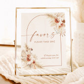 Boho Terracotta Favors Bord | Pampas Gras Bruiloft Poster