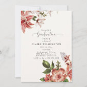 Boho Terracotta Floral Afstuderen Invitation Kaart (Voorkant)