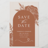 Boho Terracotta Floral Arch Save the Date Kaart (Voorkant)