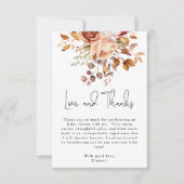 Boho Terracotta Floral Baby shower Dank u Bedankkaart (Voorkant)