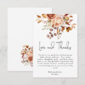 Boho Terracotta Floral Baby shower Dank u Bedankkaart (Voorkant / Achterkant)