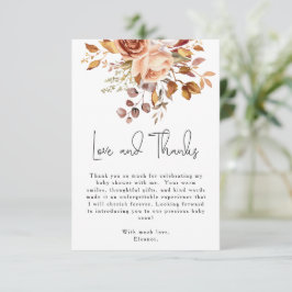 Boho Terracotta Floral Baby shower Dank u Bedankkaart