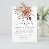 Boho Terracotta Floral Baby shower Dank u Bedankkaart (Staand voorkant)