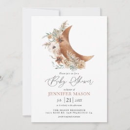 Boho Terracotta Floral Baby shower Invitation Kaart