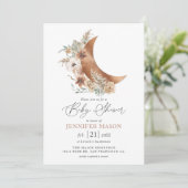 Boho Terracotta Floral Baby shower Invitation Kaart (Staand voorkant)