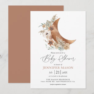 Boho Terracotta Floral Baby shower Invitation Kaart