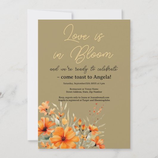 Boho Terracotta Floral Bridal Shower Kaart (Voorkant)